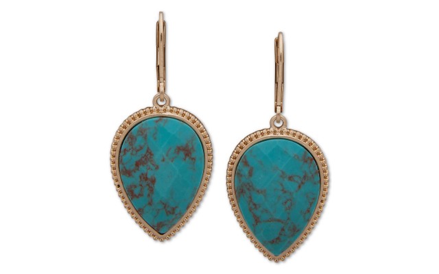 Lonna & Lilly Gold-Tone Stone Drop Earrings (Blue)