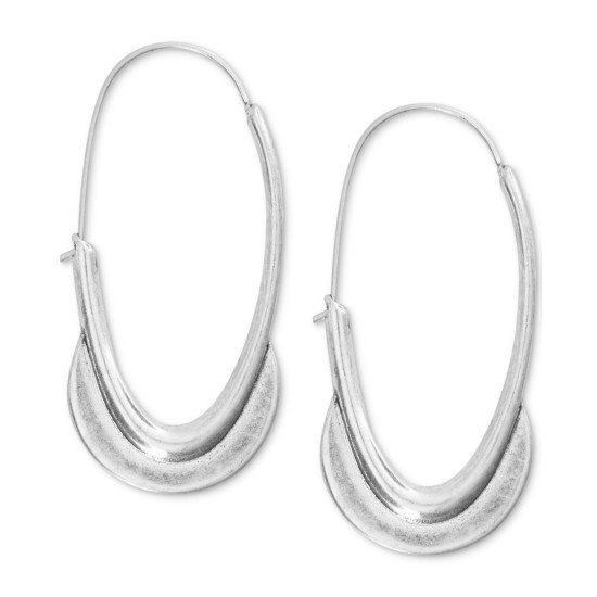  Crescent Hoop Earrings, Silver