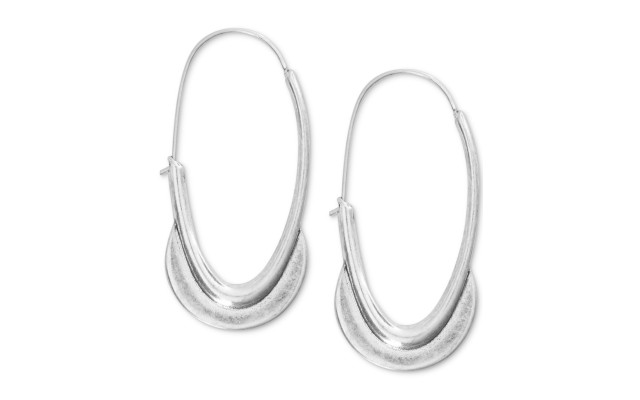  Crescent Hoop Earrings, Silver