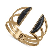 Lucky Brand Gold-Tone Pavé & Stone Triple-Row Cuff Bracelet (Gold)