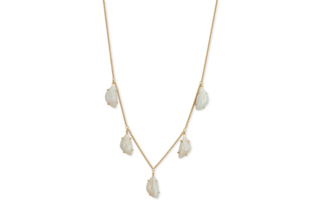  Gold-Tone White Agate Adjustable Necklace (Gold)