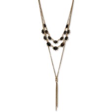 Lucky Brand Pavé Stone & Chain Tassel Convertible Layered Necklace (Gold)
