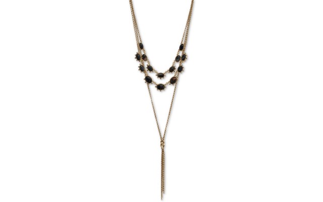  Pavé Stone & Chain Tassel Convertible Layered Necklace (Gold)