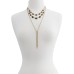  Pavé Stone & Chain Tassel Convertible Layered Necklace (Gold)