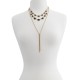  Pavé Stone & Chain Tassel Convertible Layered Necklace (Gold)