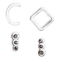 Lucky Brand Silver-Tone 4-Pc. Set Initial Mismatch Stud Earrings