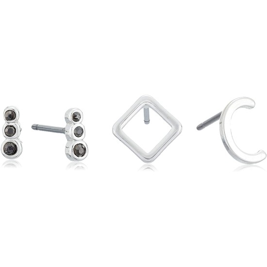  Silver-Tone 4-Pc. Set Initial Mismatch Stud Earrings