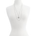  Silver-Tone Pave Double-Layer Pendant Necklace, 26-1/2″ + 2″ Extender