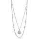  Silver-Tone Pave Double-Layer Pendant Necklace, 26-1/2″ + 2″ Extender