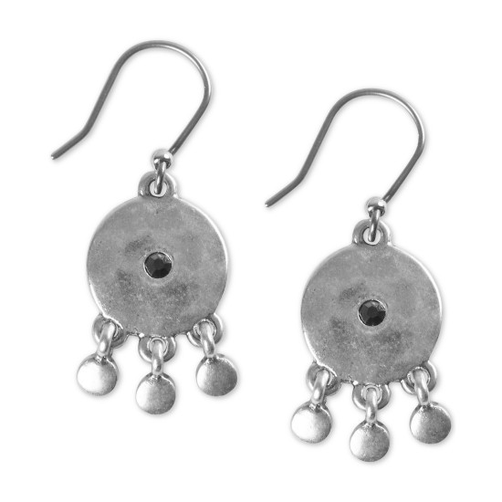  Silver-Tone Pave Drop Earrings