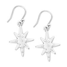 Lucky Brand Silver-Tone Pavé Star Drop Earrings
