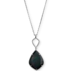 Lucky Brand Silver-Tone Reversible White & Black Stone Long Pendant Necklace