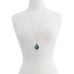  Silver-Tone Reversible White & Black Stone Long Pendant Necklace