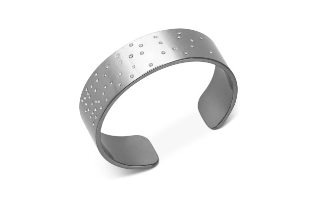  Silver-Tone Scattered Pavé Cuff Bracelet (Silver)