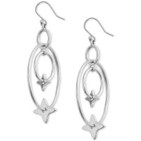 Lucky Brand Silver-Tone Star Orbital Oval Drop Earrings