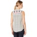  Sleeveless Border-Print Top (Natural Multi, S)