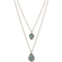 Lucky Brand Stone Convertible Double-Layer 17-1/2″ Pendant Necklace (Silver)