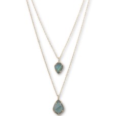 Lucky Brand Stone Convertible Double-Layer 17-1/2″ Pendant Necklace (Silver)