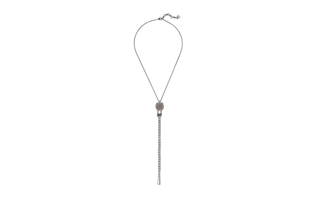  Stone Lariat Necklace, 19″ +2″ Extender, Silver/Blush