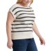  Stripe Short Sleeve Sweater Plus Size Women’s 1X – White