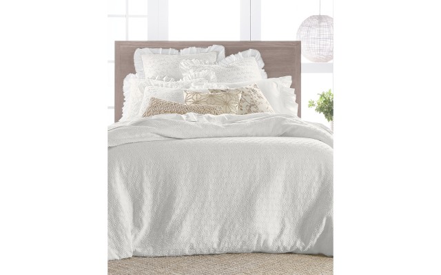  Textured Woven Cotton 3-Pc. Duvet Set (Natural, Full/Queen)