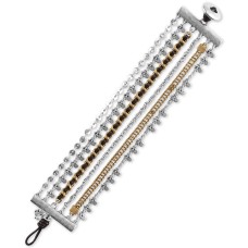 Lucky Brand Two-Tone & Leather Multi-Row Flex Bracelet, Silver/Gold