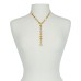  Two-Tone Multi-Stone Lariat Necklace (Gold)