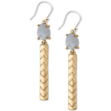Lucky Brand White Agate Stone and Bar Drop Earrings