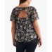  Women’s Plus Size Floral-Print Back-Cutout Top  Multi Color Size 1X