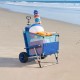 Mac Sport 2-in-1 Beach Camping Folding Lounger Chair & Wagon Cart w/ Locks, Blue