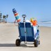Mac Sport 2-in-1 Beach Camping Folding Lounger Chair & Wagon Cart w/ Locks, Blue