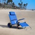 Mac Sport 2-in-1 Beach Camping Folding Lounger Chair & Wagon Cart w/ Locks, Blue