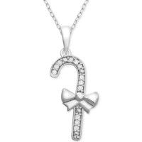 Macy’s Diamond Candy Cane 18″ Pendant Necklace