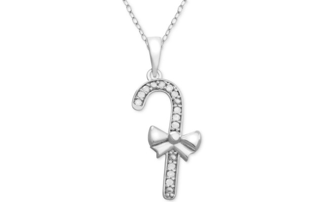 Macy’s Diamond Candy Cane 18″ Pendant Necklace