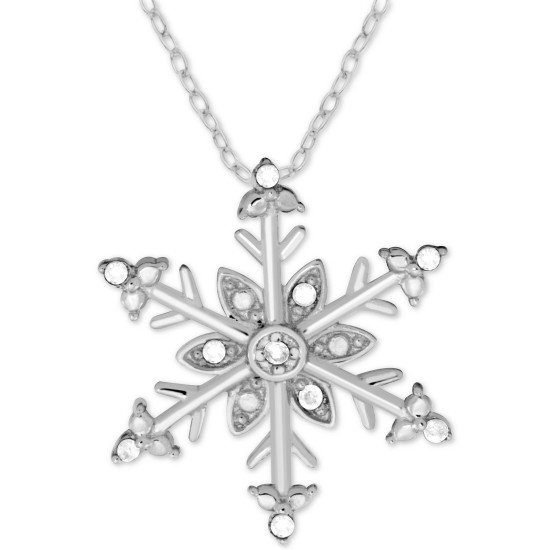 Macy’s Diamond Snowflake 18″ Pendant Necklace (Silver)