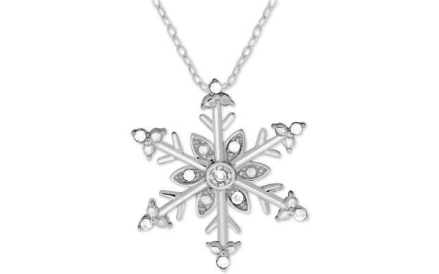 Macy’s Diamond Snowflake 18″ Pendant Necklace (Silver)