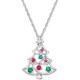 Macy’s Lab-Created Multi-Gemstone Christmas Tree Pendant Necklace (Silver)