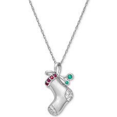 Macy’s Lab-Created Multi-Gemstone Stocking 18″ Pendant Necklace (Silver)