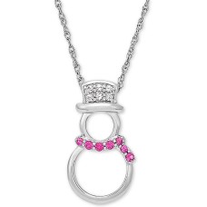 Macy’s Lab-Created Ruby White Sapphire Snowman 18″ Pendant Necklace (Silver)