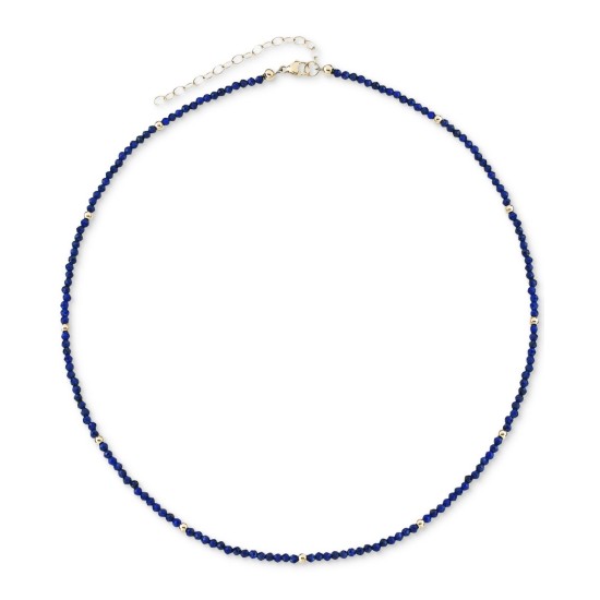 Macy’s Lapis Lazuli (2mm) & Gold Bead Choker Necklace (Blue)