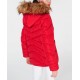  Juniors Hooded Faux-Fur-Trim Puffer Coats, Red, X-Small
