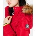  Juniors Hooded Faux-Fur-Trim Puffer Coats, Red, X-Small