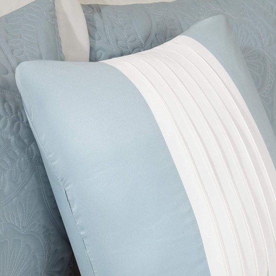  Ashbury 5-Piece Quilted Queen Bedspread Set (Blue, Oversized Queen)
