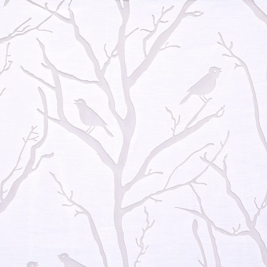 Madison Park Averil Sheer Burnout Bird Grommet Curtain Panel (White, 50″ x 84″)