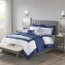  Blue Marina 8 Pcs Printed Seersucker Comforter and Coverlet Set Collection (Navy, Full/Queen)