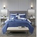  Blue Marina 8 Pcs Printed Seersucker Comforter and Coverlet Set Collection (Navy, Full/Queen)