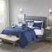  Blue Marina 8 Pcs Printed Seersucker Comforter and Coverlet Set Collection (Navy, Full/Queen)