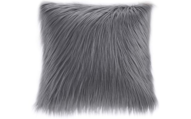  Edina Square Faux-Fur Decorative Pillow (20X20), Gray, 20X20
