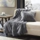  Edina Square Faux-Fur Decorative Pillow (20X20), Gray, 20X20