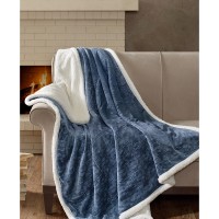 Madison Park Elma Embossed Plush Throw (Blue, 60×70)